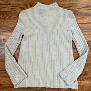 Nanette 100% 2-ply cashmere, Women's Ribbed Knit Sweater - Cream